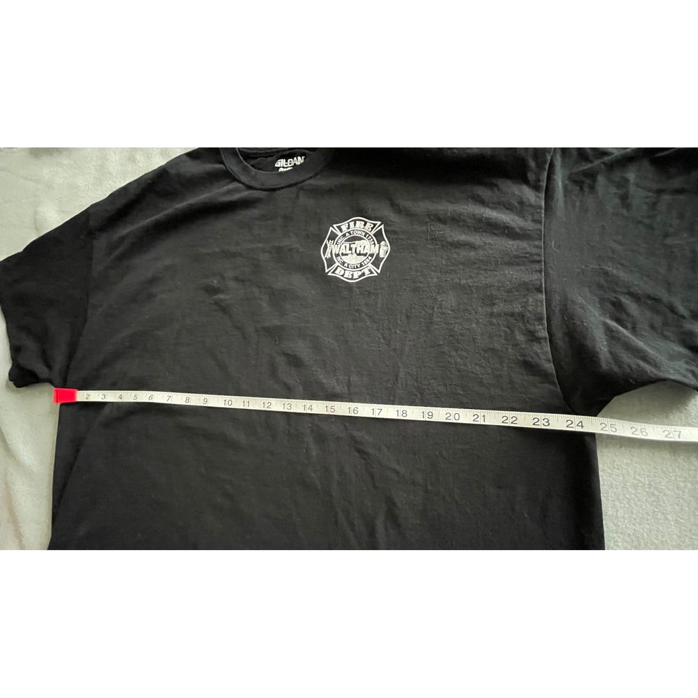 Gildan Waltham‎ Fire Dept T-Shirt Mens 2XL Black Short Sleeve DryBlend Graphic - Picture 6 of 7
